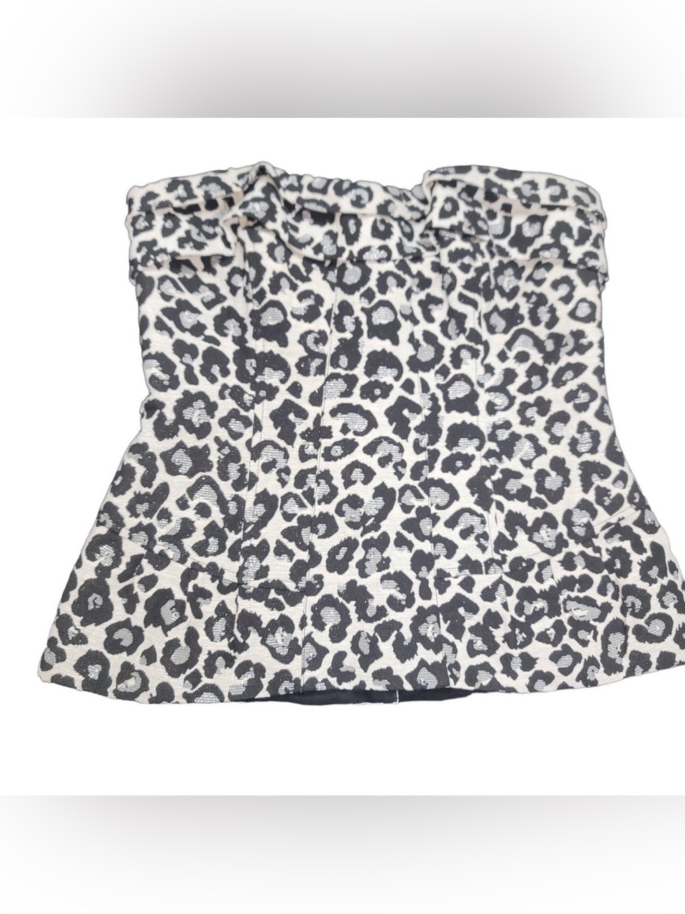 NWOat Moda International Leopard Print Strapless Bustier metallic  grey & Ivory